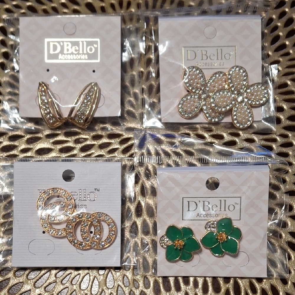 D' Bello Gold and Green Earrings Sets